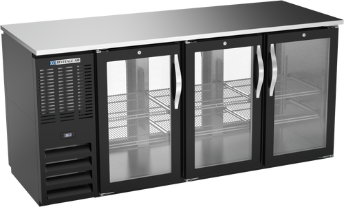 BBN72HC-F-GS-PT-B | 72" Narrow Depth Sliding Glass Doors Food Rated Pass-thru Back Bar in Black BBN72HC-F-GS-PT-B | 72" Narrow Depth Sliding Glass Doors Food Rated Pass-thru Back Bar in Black