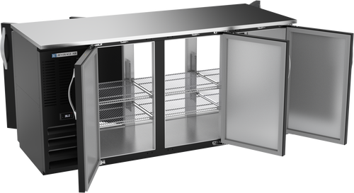 BBN72HC-F-PT-B | 72" Narrow Depth Solid Doors Food Rated Pass-thru Back Bar in Black