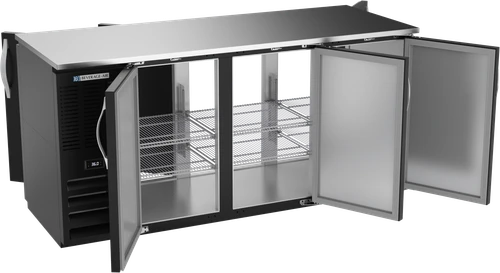 BBN72HC-F-PT-B | 72" Narrow Depth Solid Doors Food Rated Pass-thru Back Bar in Black
