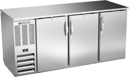 BBN72HC-F-PT-S | 72" Narrow Depth Solid Doors Food Rated Pass-thru Back Bar in Stainless Steel