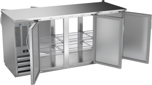 BBN72HC-F-PT-S | 72" Narrow Depth Solid Doors Food Rated Pass-thru Back Bar in Stainless Steel