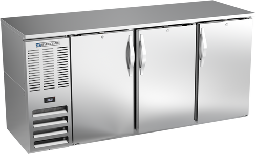 BBN72HC-F-S | 72" Narrow Depth Solid Doors Food Rated Back Bar in Stainless Steel