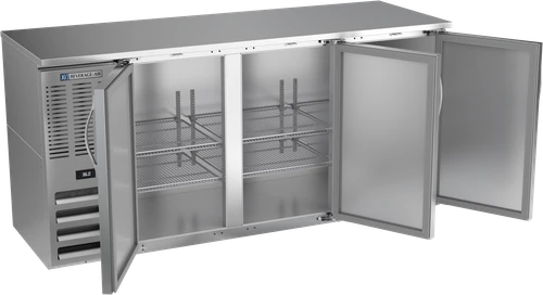 BBN72HC-F-S | 72" Narrow Depth Solid Doors Food Rated Back Bar in Stainless Steel