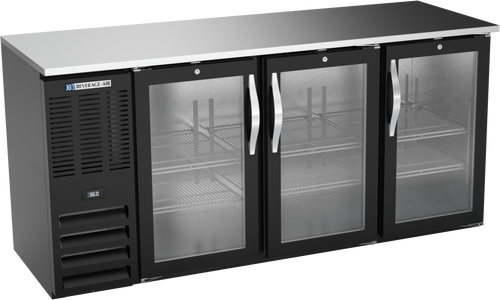 BBN72HC-G-B | 72" Narrow Depth Glass Doors Back Bar in Black
