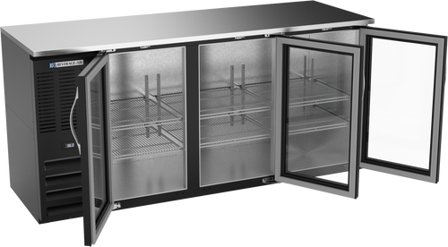 BBN72HC-G-B | 72" Narrow Depth Glass Doors Back Bar in Black