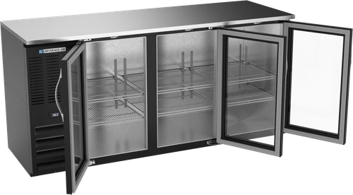 BBN72HC-G-B | 72" Narrow Depth Glass Doors Back Bar in Black