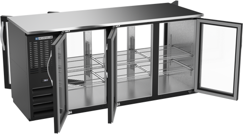 BBN72HC-G-PT-B | 72" Narrow Depth Glass Doors Pass-thru Back Bar in Black