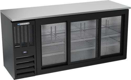 BBN72HC-GS-B | 72" Narrow Depth Sliding Glass Doors Back Bar in Black