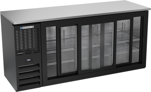 BBN72HC-GS-B | 72" Narrow Depth Sliding Glass Doors Back Bar in Black