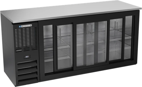 BBN72HC-GS-B | 72" Narrow Depth Sliding Glass Doors Back Bar in Black