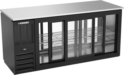 BBN72HC-GS-PT-B | 72" Narrow Depth Sliding Glass Doors Pass-thru Back Bar in Black