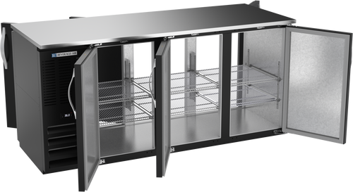 BBN72HC-PT-B | 72" Narrow Depth Solid Doors Pass-thru Back Bar in Black