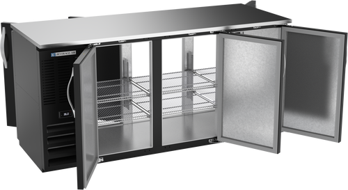 BBN72HC-PT-B | 72" Narrow Depth Solid Doors Pass-thru Back Bar in Black