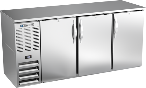 BBN72HC-S | 72" Narrow Depth Solid Doors Back Bar in Stainless Steel