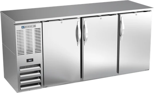 BBN72HC-S | 72" Narrow Depth Solid Doors Back Bar in Stainless Steel