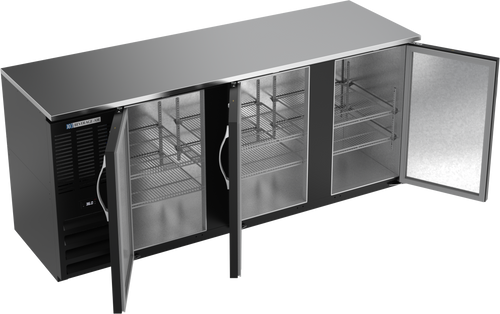 BBN78HC-B | 78" Narrow Depth Solid Doors Back Bar in Black