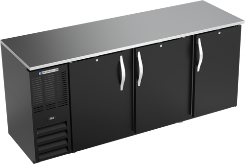 BBN78HC-F-B | 78" Narrow Depth Solid Doors Food Rated Back Bar in Black