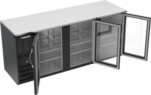 BBN78HC-FG-B | 78" Narrow Depth Glass Doors Food Rated Back Bar in Black