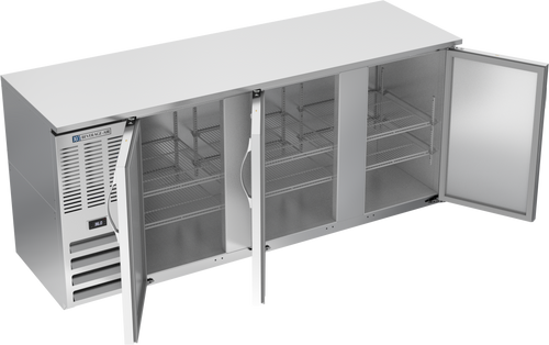 BBN78HC-F-S | 78" Narrow Depth Solid Doors Food Rated Back Bar in Stainless Steel
