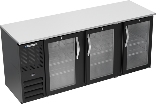 BBN78HC-G-B | 78" Narrow Depth Glass Doors Back Bar in Black