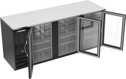 BBN78HC-G-B | 78" Narrow Depth Glass Doors Back Bar in Black