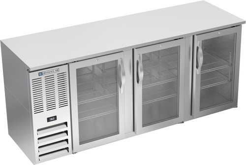 BBN78HC-G-S | 78" Narrow Depth Glass Doors Back Bar in Stainless Steel