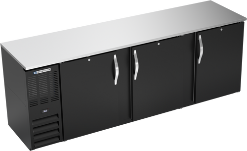 BBN94HC-B | 94" Narrow Depth Solid Doors Back Bar in Black