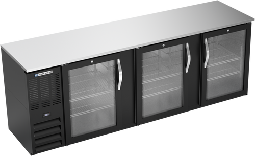 BBN94HC-G-B | 94" Narrow Depth Glass Doors Back Bar in Black BBN94HC-G-B | 94" Narrow Depth Glass Doors Back Bar in Black
