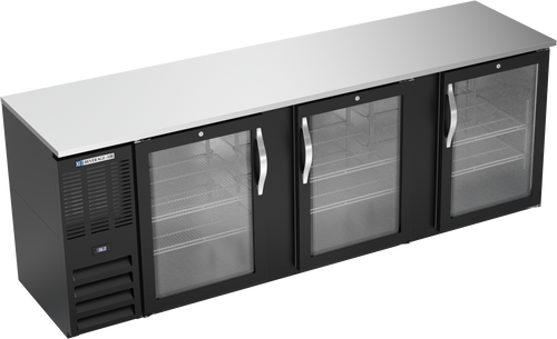 BBN94HC-G-B | 94" Narrow Depth Glass Doors Back Bar in Black
