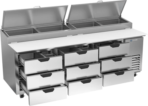 DPD93HC-9 | 93" Nine Drawer Pizza Prep Table