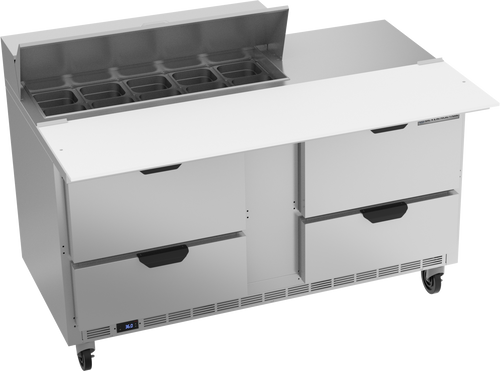 SPED60HC-10C-4 | 60" Sandwich Prep Table Four Drawers with 17" Cutting Board