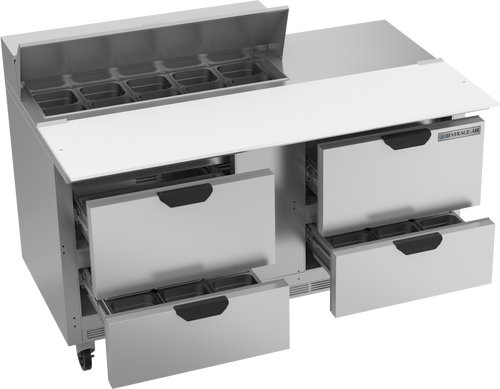 SPED60HC-10C-4 | 60" Sandwich Prep Table Four Drawers with 17" Cutting Board