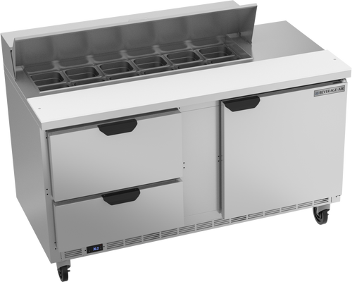 SPED60HC-12-2 | 60" Sandwich Prep Table Two Drawers One Door Standard Top
