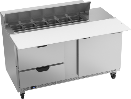 SPED60HC-12C-2 | 60" Sandwich Prep Table Two Drawers One Door with 17" Cutting Board
