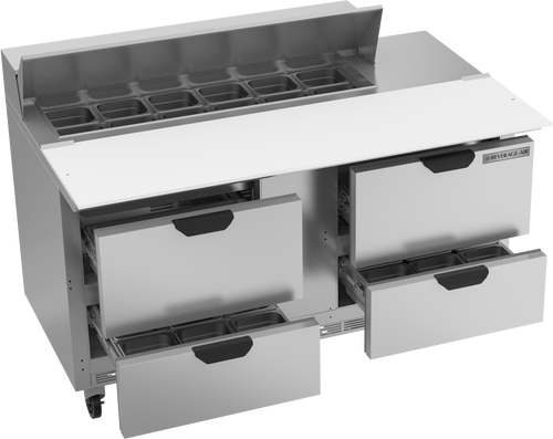 SPED60HC-12C-4 | 60" Sandwich Prep Table Four Drawers with 17" Cutting Board