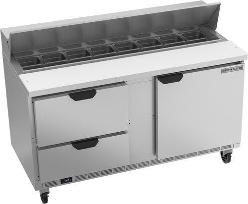 SPED60HC-16-2 | 60" Sandwich Prep Table Two Drawers One Door Standard Top