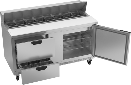 SPED60HC-16-2 | 60" Sandwich Prep Table Two Drawers One Door Standard Top