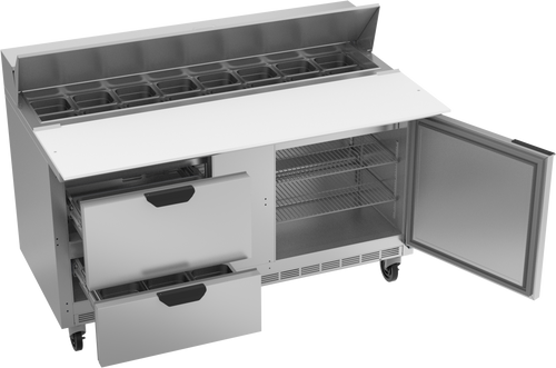 SPED60HC-16C-2 | 60" Sandwich Prep Table Two Drawers One Door with 17" Cutting Board