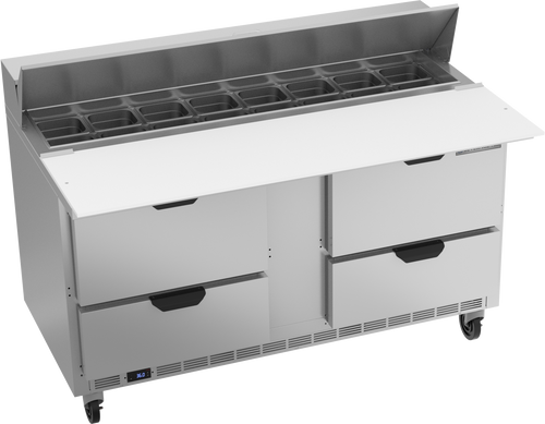 SPED60HC-16C-4 | 60" Sandwich Prep Table Four Drawers with 17" Cutting Board
