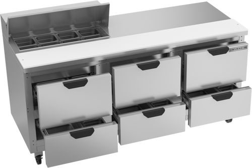 SPED72HC-08-6 | 72" Sandwich Prep Table Six Drawers Standard Top