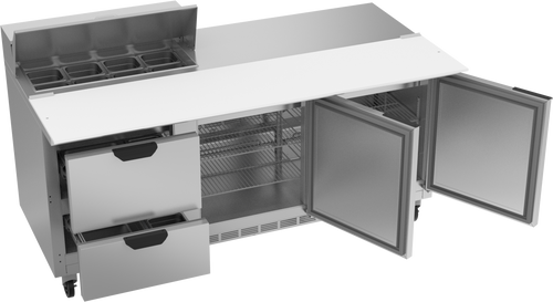 SPED72HC-08C-2 | 72" Sandwich Prep Table Two Drawers Two Doors with 17" Cutting Board