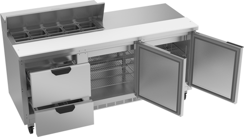 SPED72HC-10-2 | 72" Sandwich Prep Table Two Drawers Two Doors Standard Top
