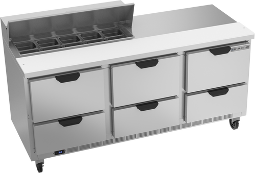 SPED72HC-10-6 | 72" Sandwich Prep Table Six Drawers Standard Top