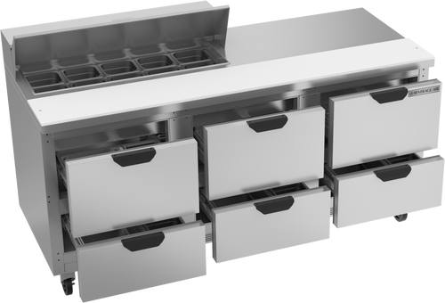 SPED72HC-10-6 | 72" Sandwich Prep Table Six Drawers Standard Top