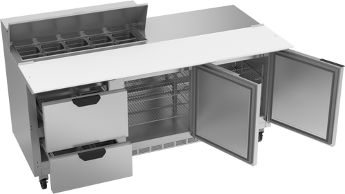 SPED72HC-10C-2 | 72" Sandwich Prep Table Two Drawers Two Doors with 17" Cutting Board