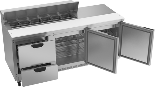 SPED72HC-12-2 | 72" Sandwich Prep Table Two Drawers Two Doors Standard Top