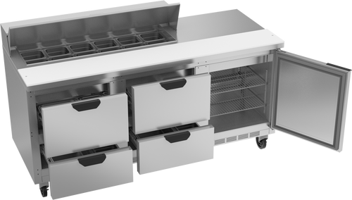 SPED72HC-12-4 | 72" Sandwich Prep Table Four Drawers One Door Standard Top