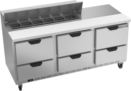 SPED72HC-12-6 | 72" Sandwich Prep Table Six Drawers Standard Top