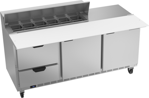 SPED72HC-12C-2 | 72" Sandwich Prep Table Two Drawers Two Doors with 17" Cutting Board
