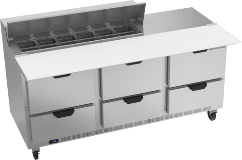 SPED72HC-12C-6 | 72" Sandwich Prep Table Six Drawers with 17" Cutting Board
